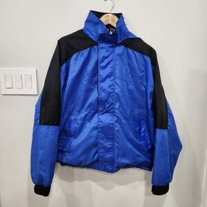 Vintage Marlboro Unlimited Jacket Mens Medium Blue Windbreaker Full Zip Hooded